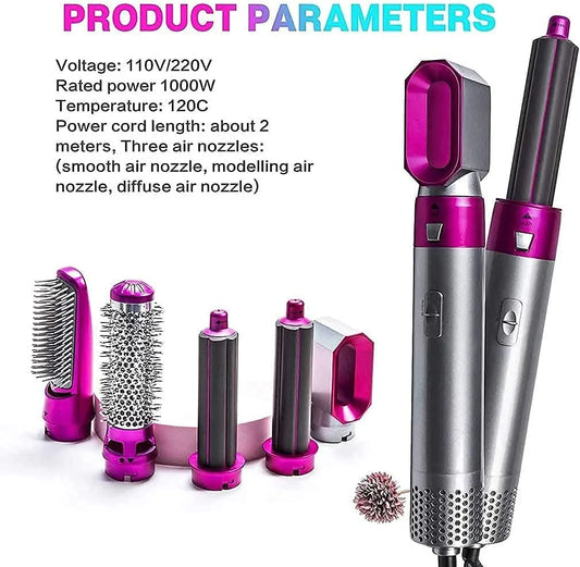 5 in 1 Hair Dryer Brush with Hot Air Brush, Massager, Curler and Straightener